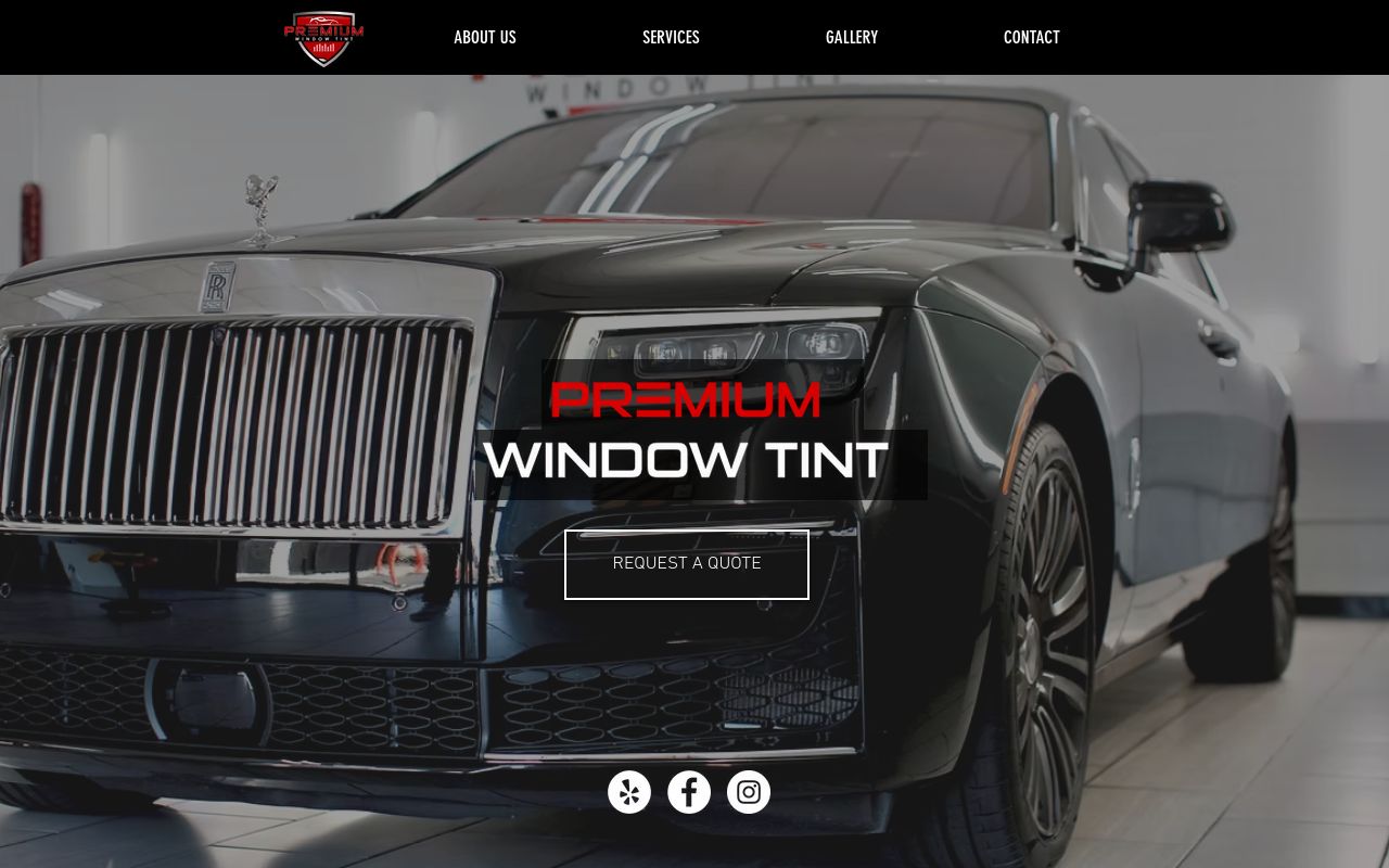 Homepage of Premium Window Tint's website