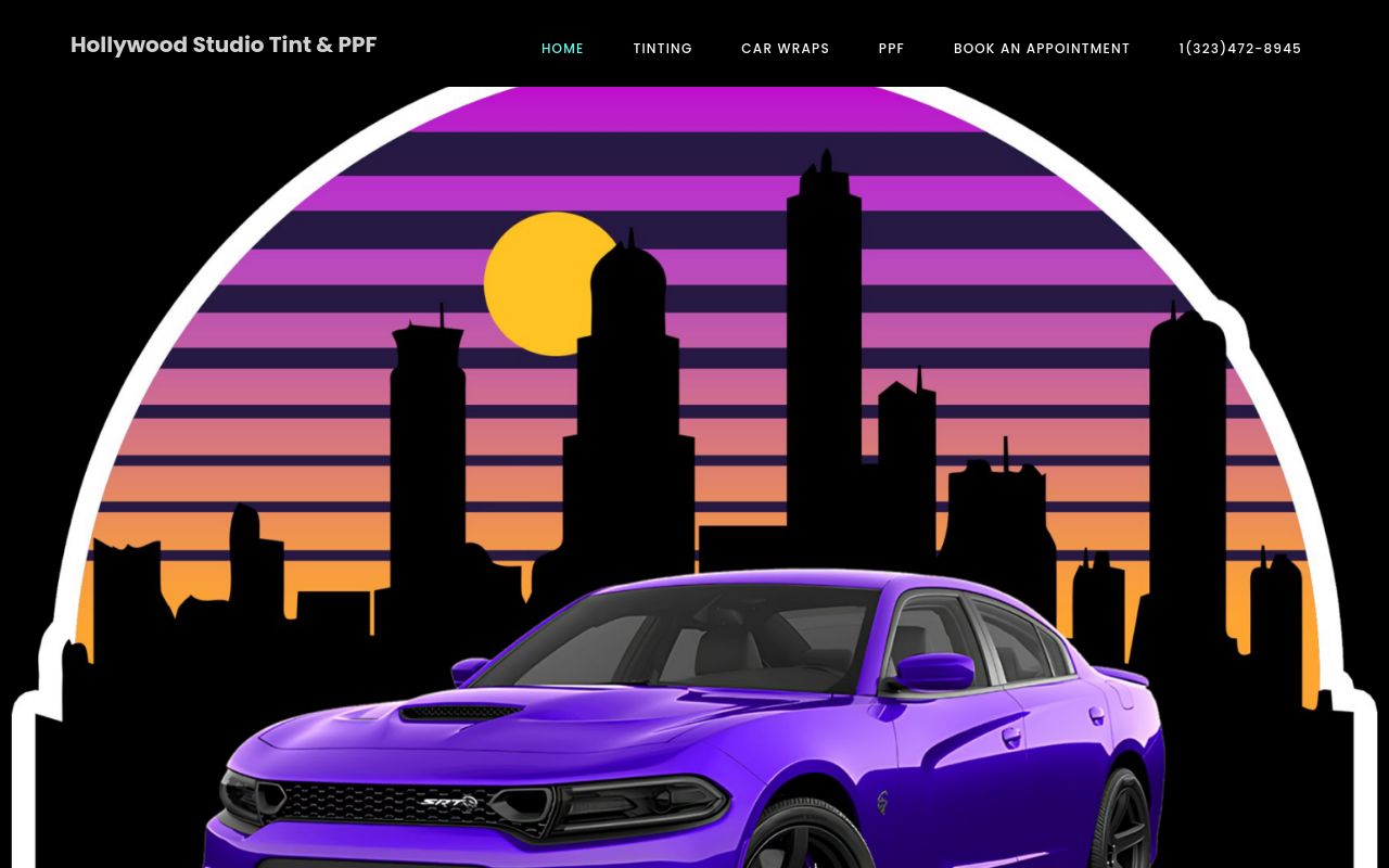 Homepage of HOLLYWOOD STUDIO TINT & PPF's website
