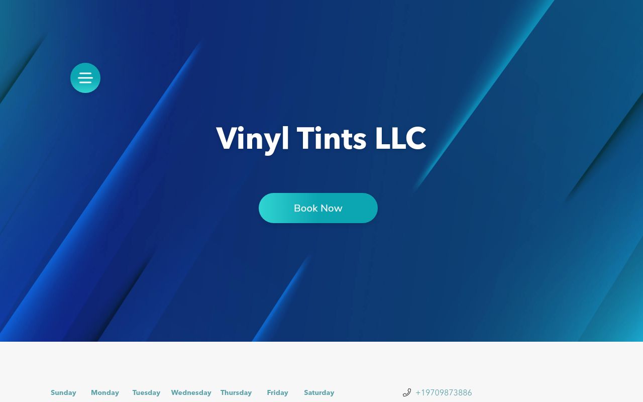 Homepage of Vinyl Tints's website