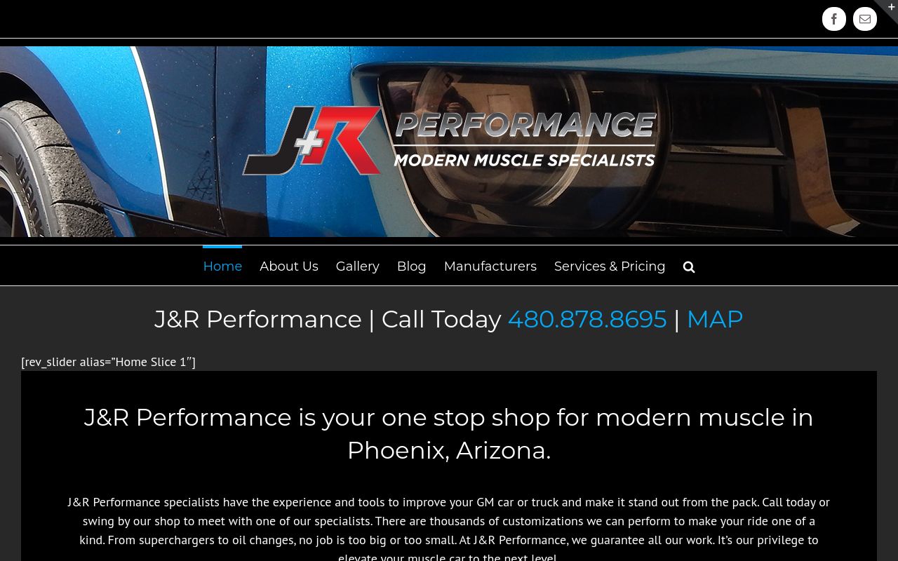 Homepage of J & R Performance Center LLC's website