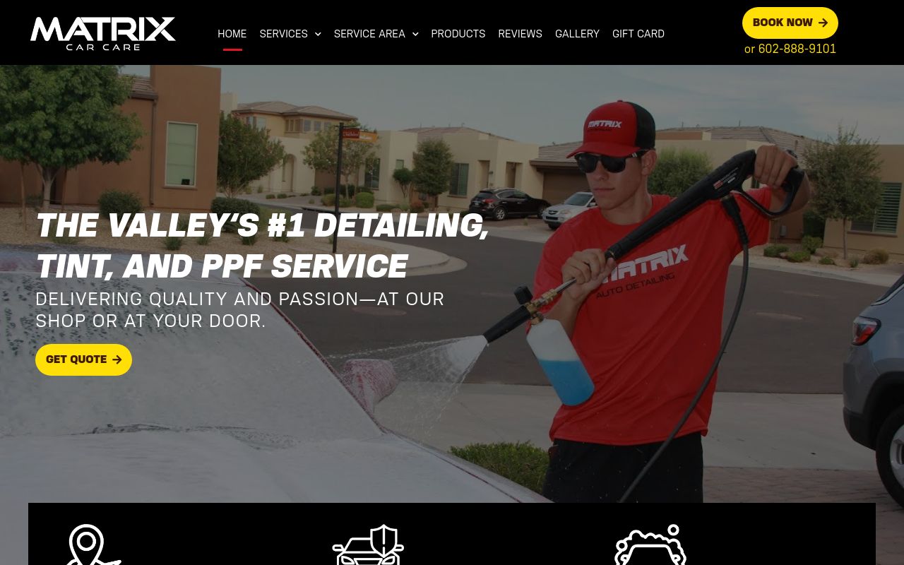 Homepage of Matrix Auto Tint, PPF, & Ceramic Coatings's website