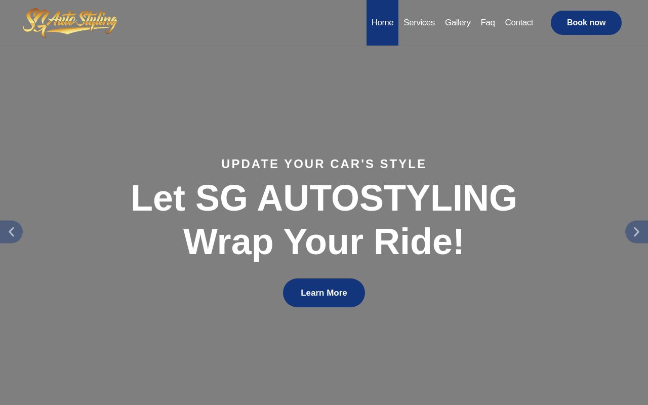 Homepage of Smokeys Garage Auto Styling's website