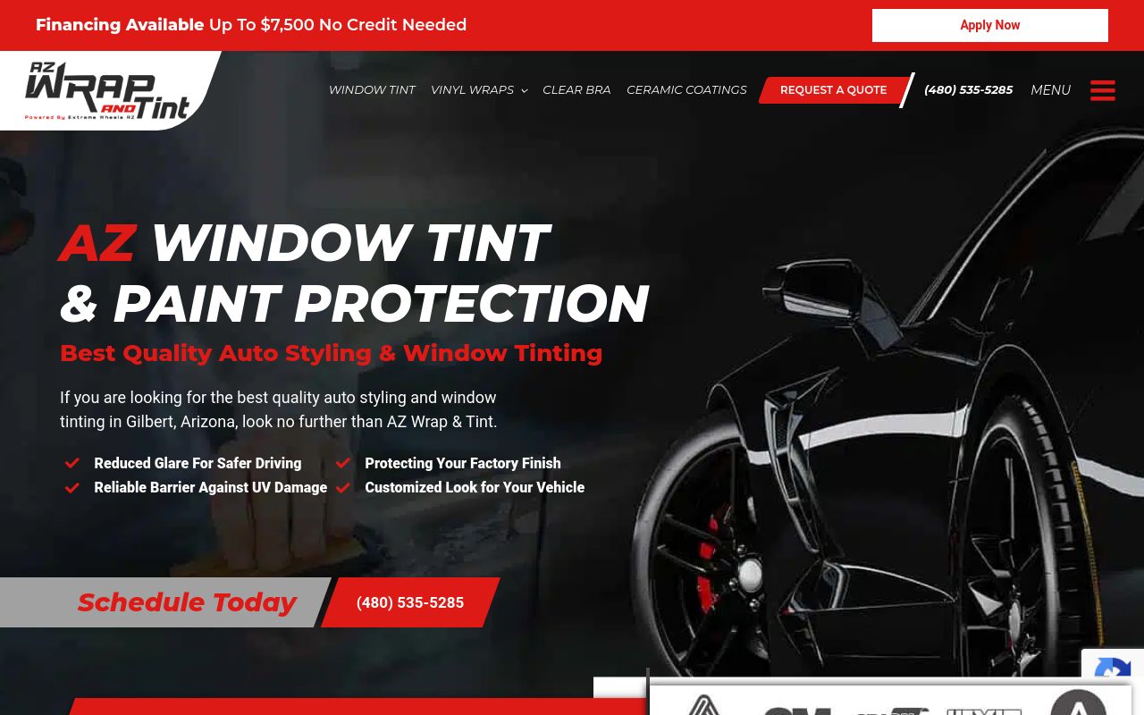 Homepage of AZ Wrap & Tint's website