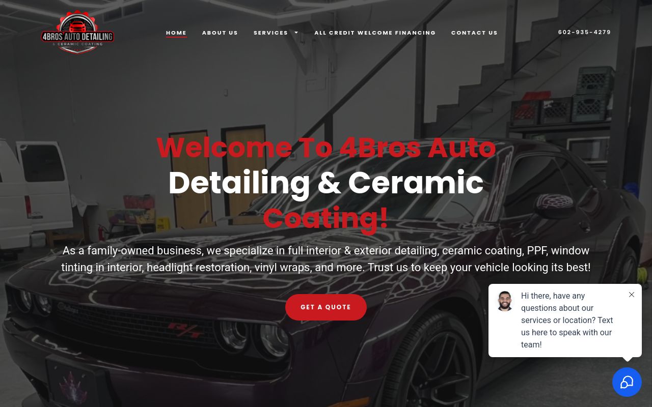Homepage of 4Bros Auto Detailing & Ceramic Coating's website
