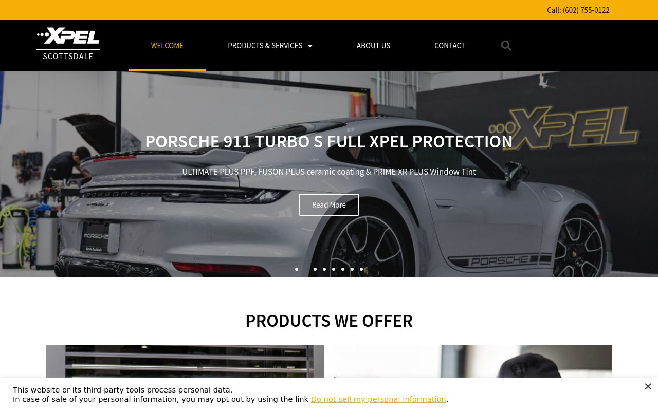 Homepage of XPEL Scottsdale's website