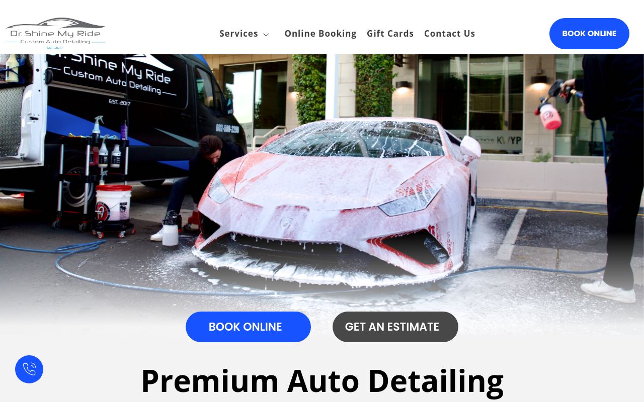Homepage of Dr. Shine My Ride's website