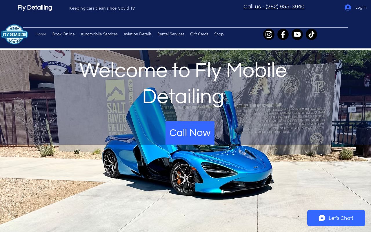 Homepage of Fly Detailing & Tint's website