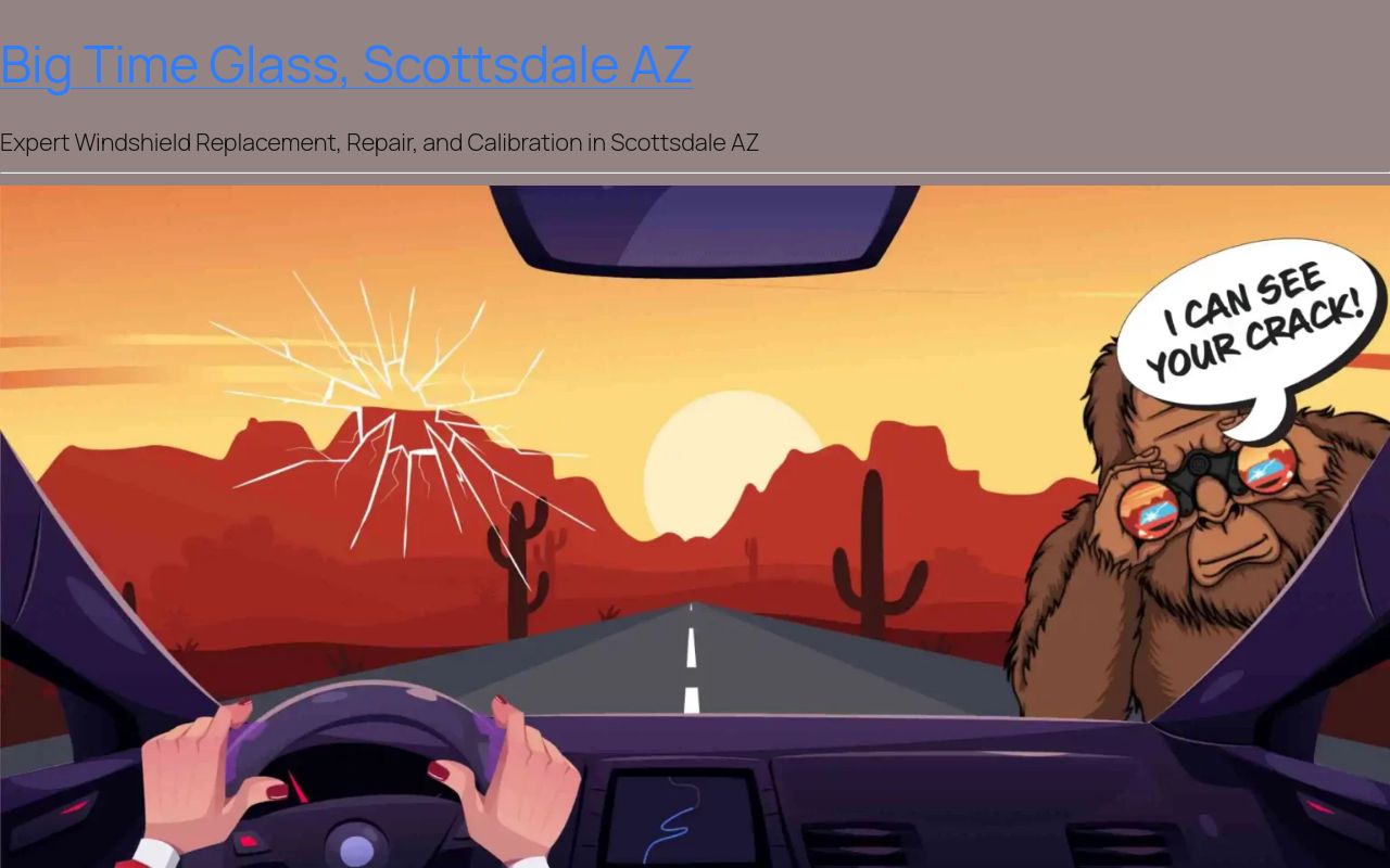 Homepage of Big Time Glass's website