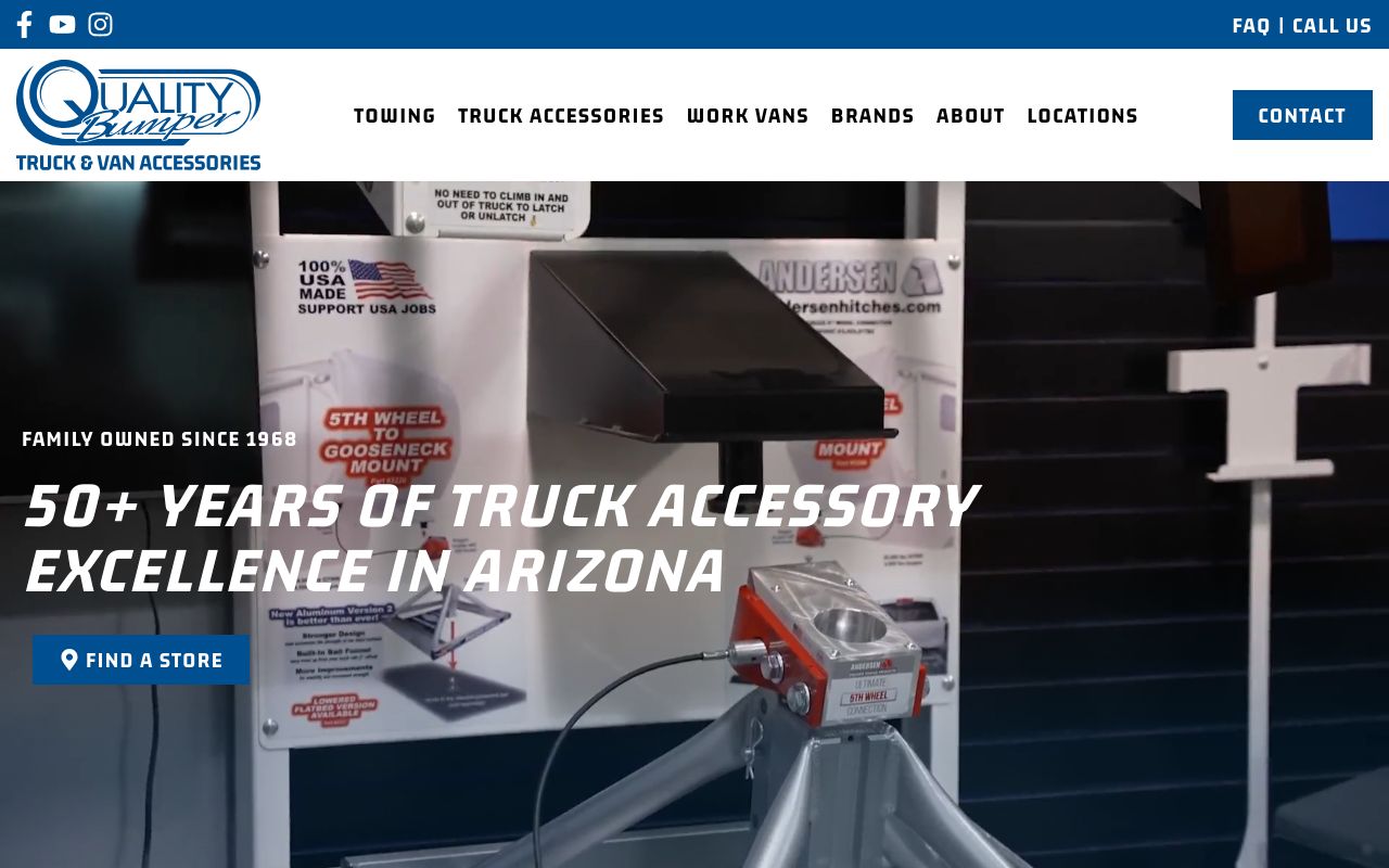 Homepage of Quality Bumper - Mesa's website