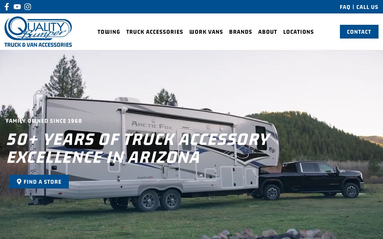 Homepage of Quality Bumper Company Inc.'s website