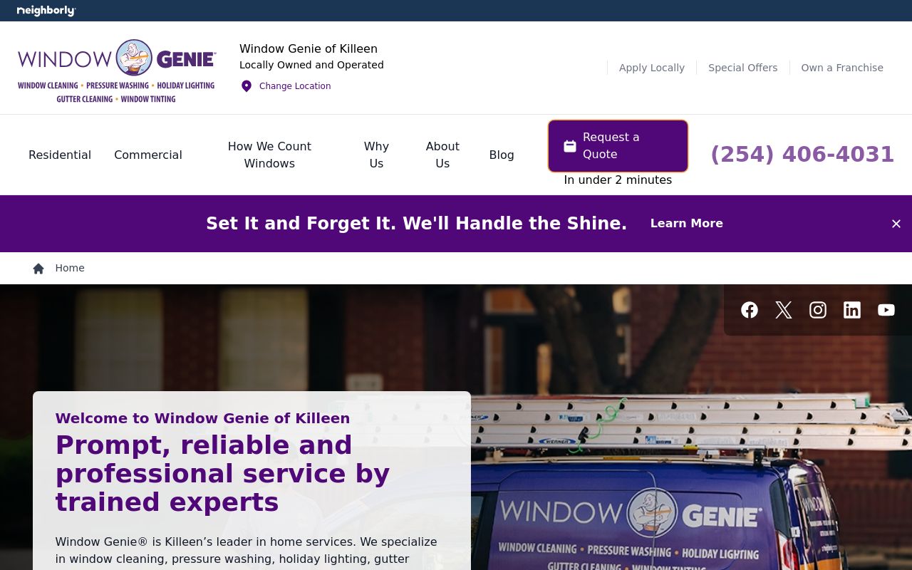 Homepage of Window Genie of Killeen's website