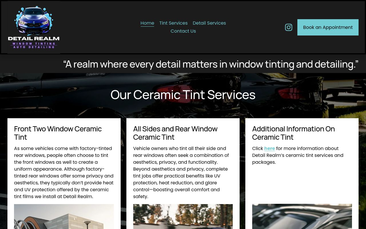 Homepage of Detail Realm's website