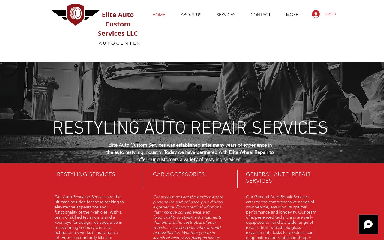 Homepage of Elite Auto Custom Services LLC's website