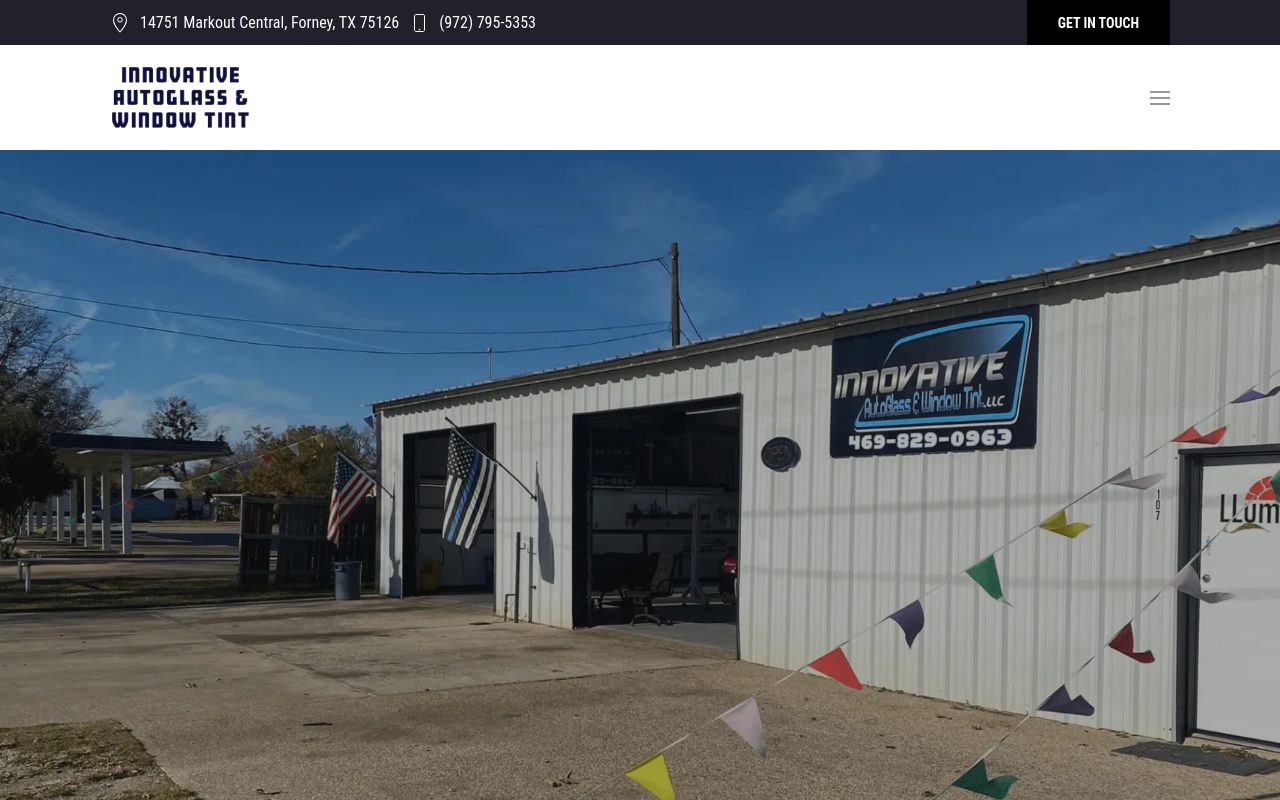 Homepage of Innovative Autoglass & Window Tint's website