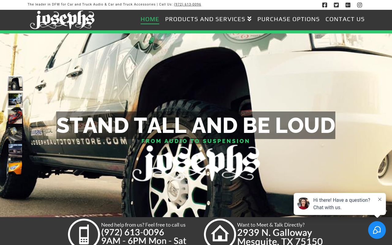 Homepage of Joseph's Auto Toy Store's website