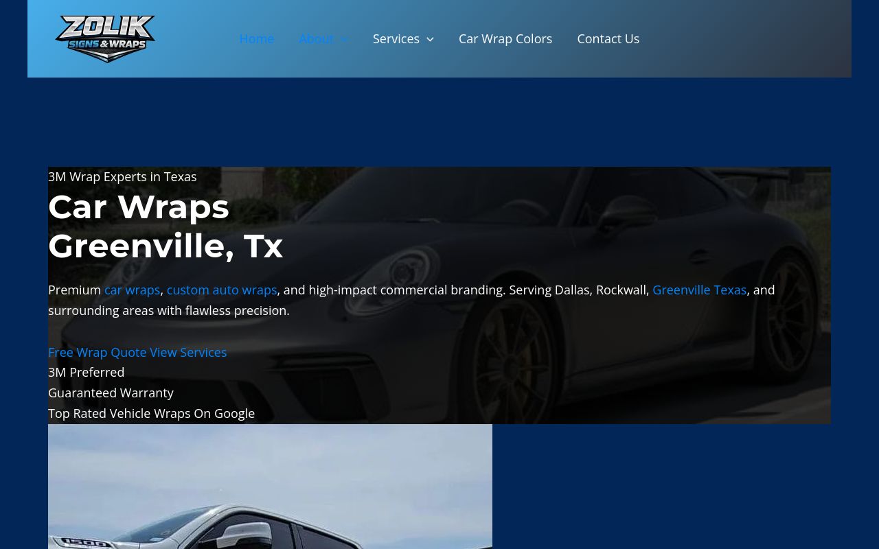 Homepage of Zolik Signs And Wraps's website