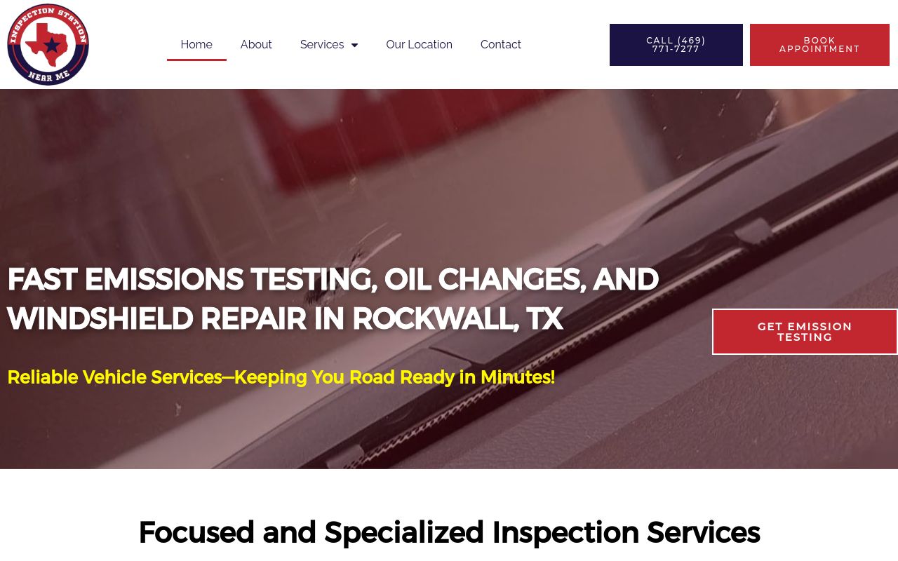 Homepage of Inspection Station's website