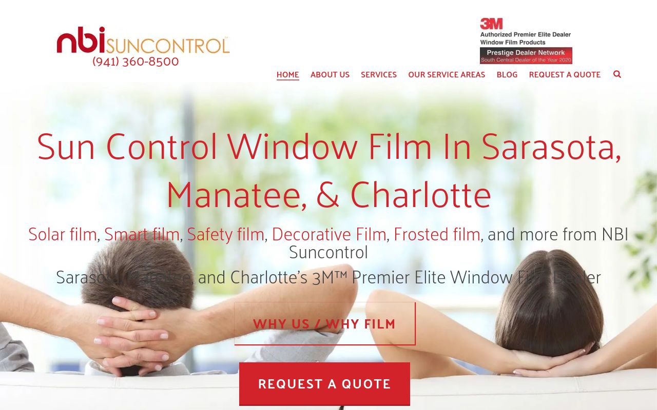 Homepage of NBI Suncontrol - 3M Window Film - Serving Sarasota, Manatee, and Charlotte County's website
