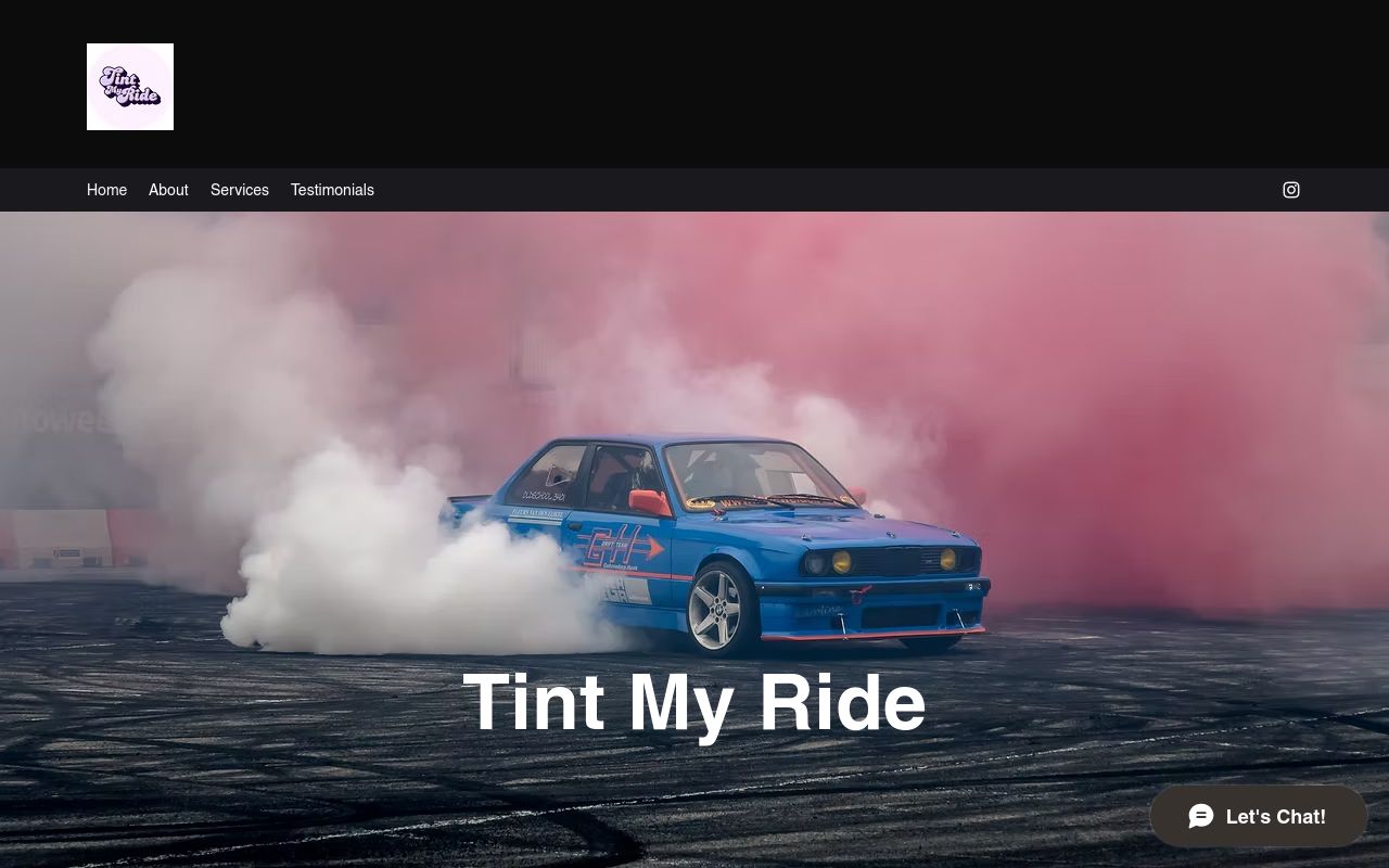 Homepage of Tint My Ride's website