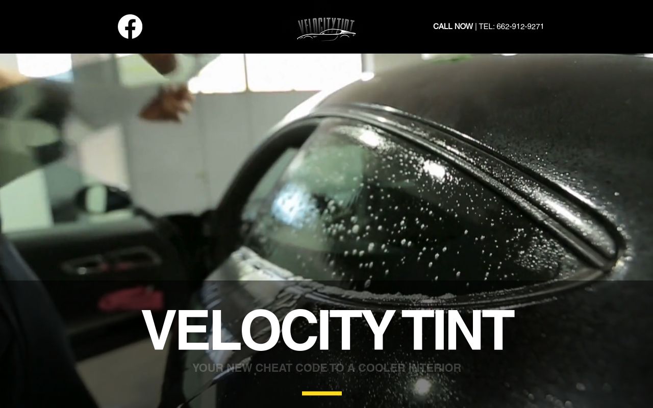 Homepage of Velocity Tint LLC's website
