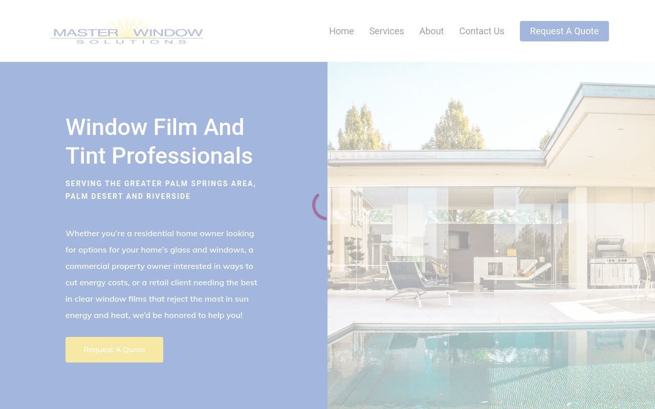 Homepage of Master Window Solutions's website