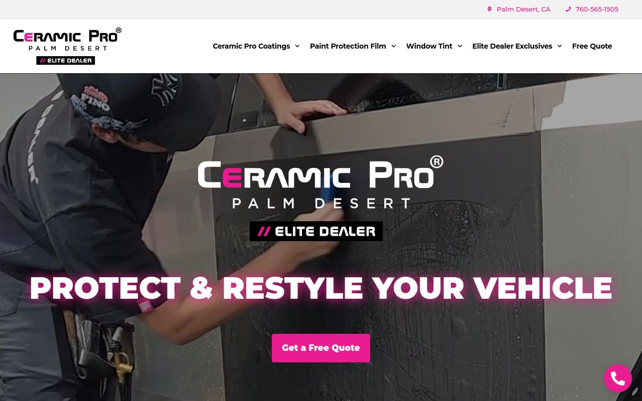 Homepage of Ceramic Pro Palm Desert Elite Dealer's website