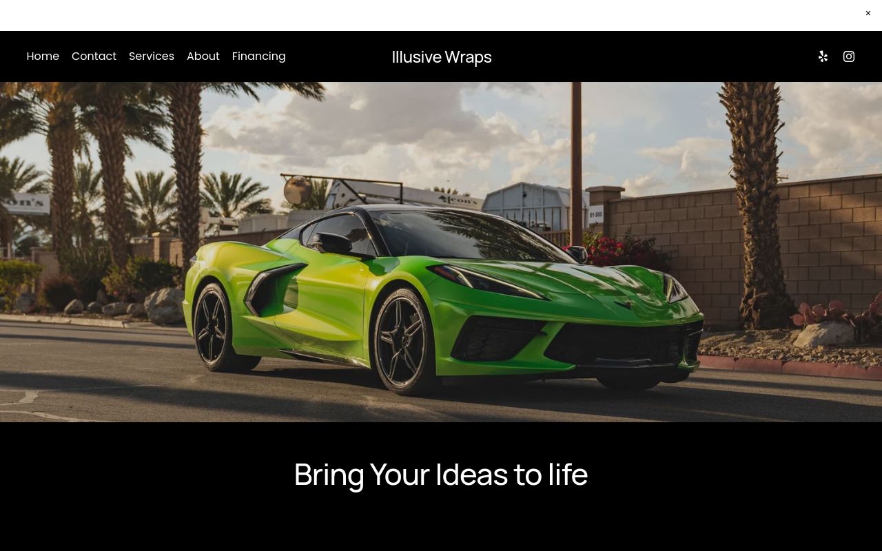 Homepage of Illusive Wraps's website