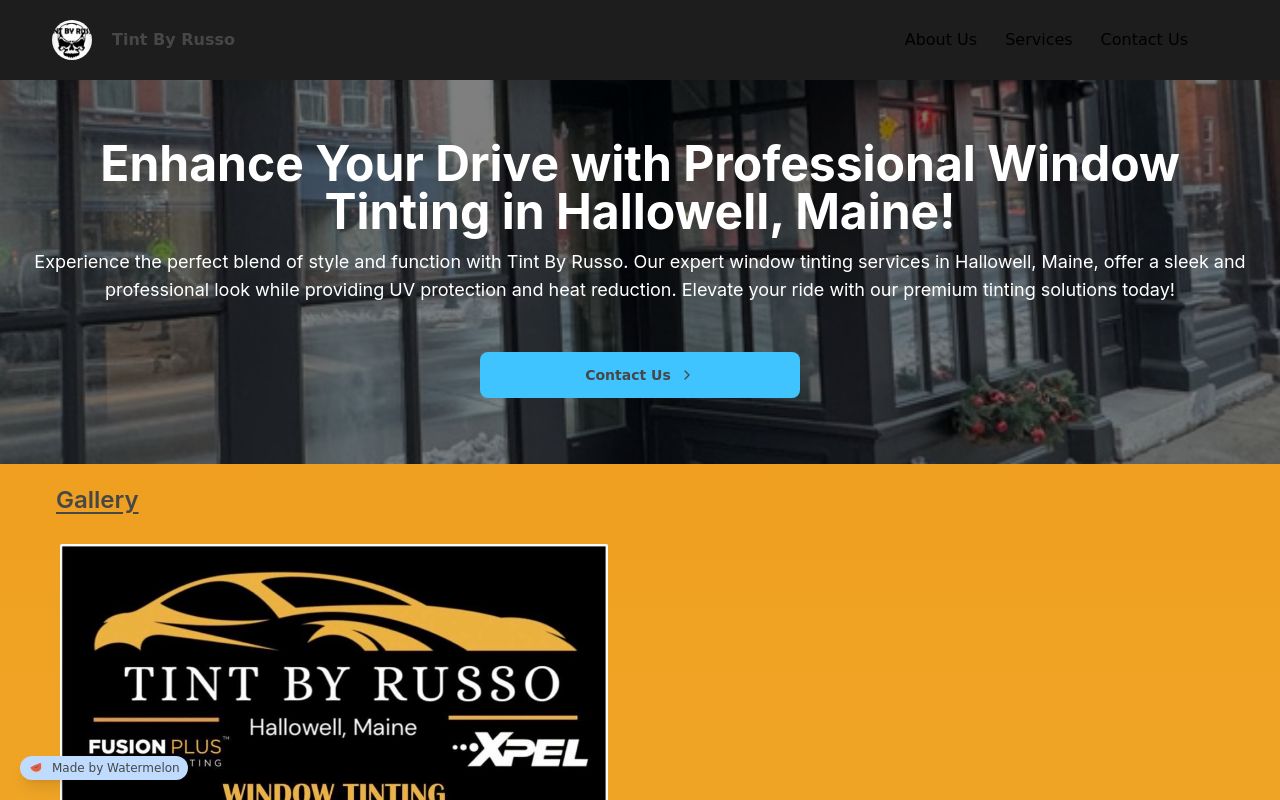 Homepage of Tint By Russo's website
