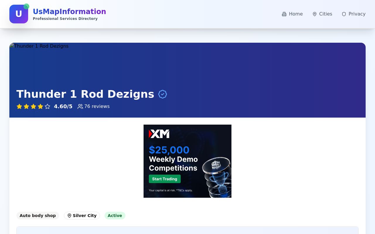 Homepage of Thunder 1 Rod Dezigns's website