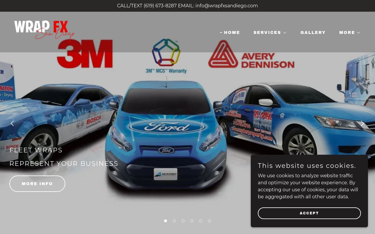 Homepage of Wrap Fx San Diego's website