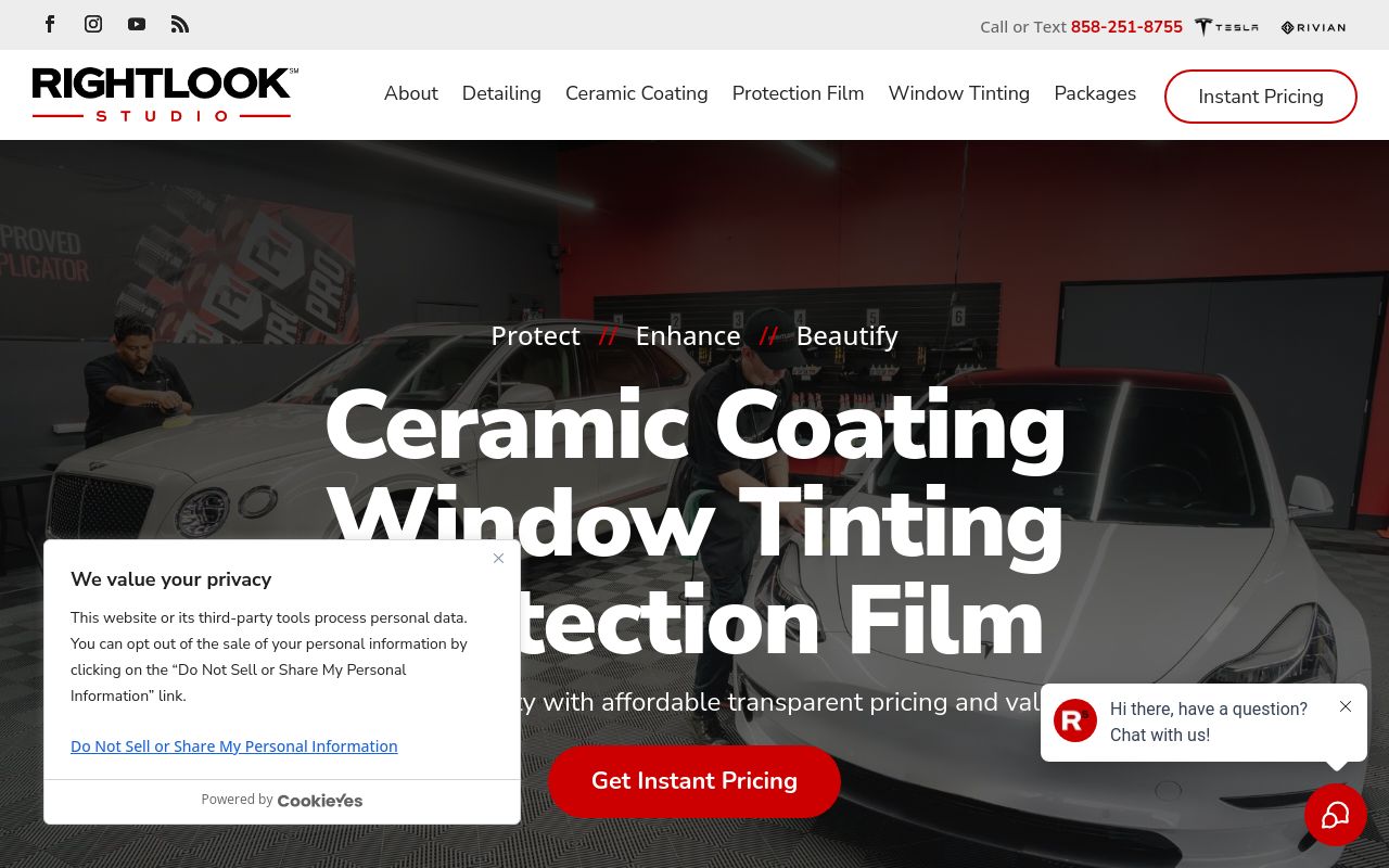 Homepage of Rightlook Studio's website