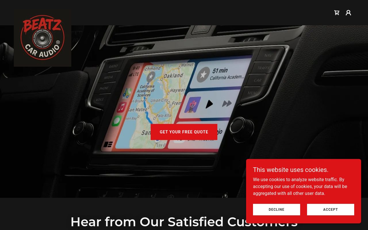 Homepage of Beatz Car Audio's website