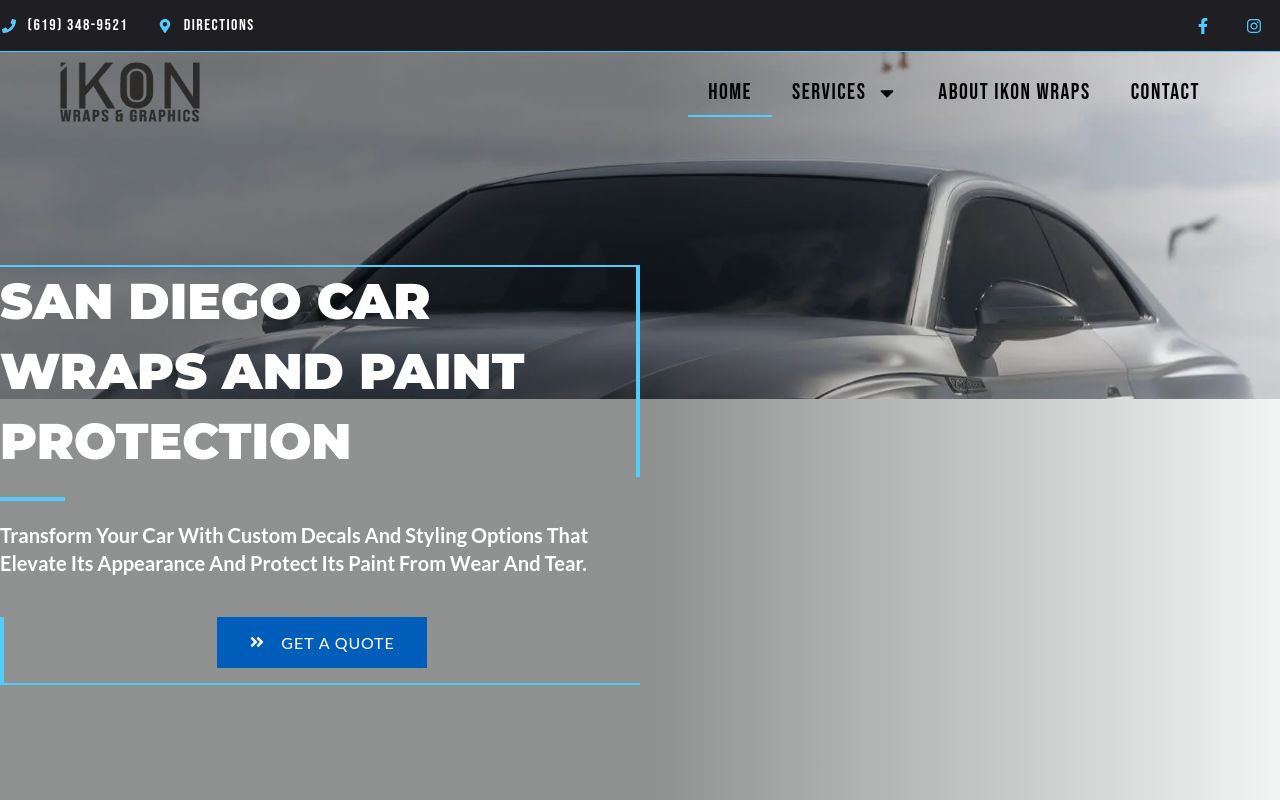 Homepage of Ikon Wraps & Graphics's website