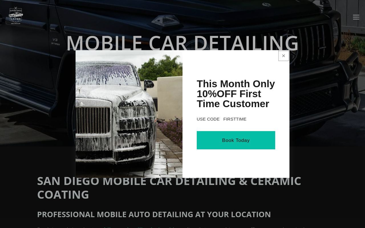 Homepage of Fresh Layer Mobile Detailing's website