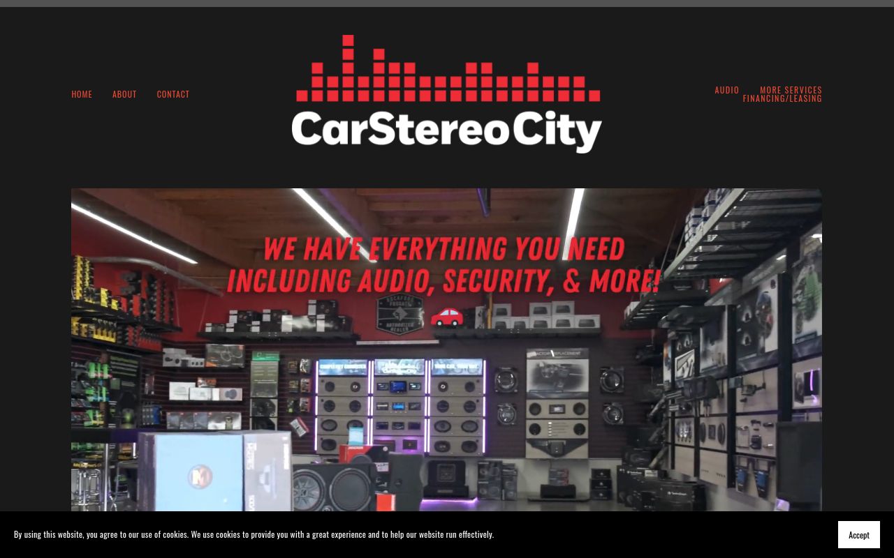 Homepage of Car Stereo City's website