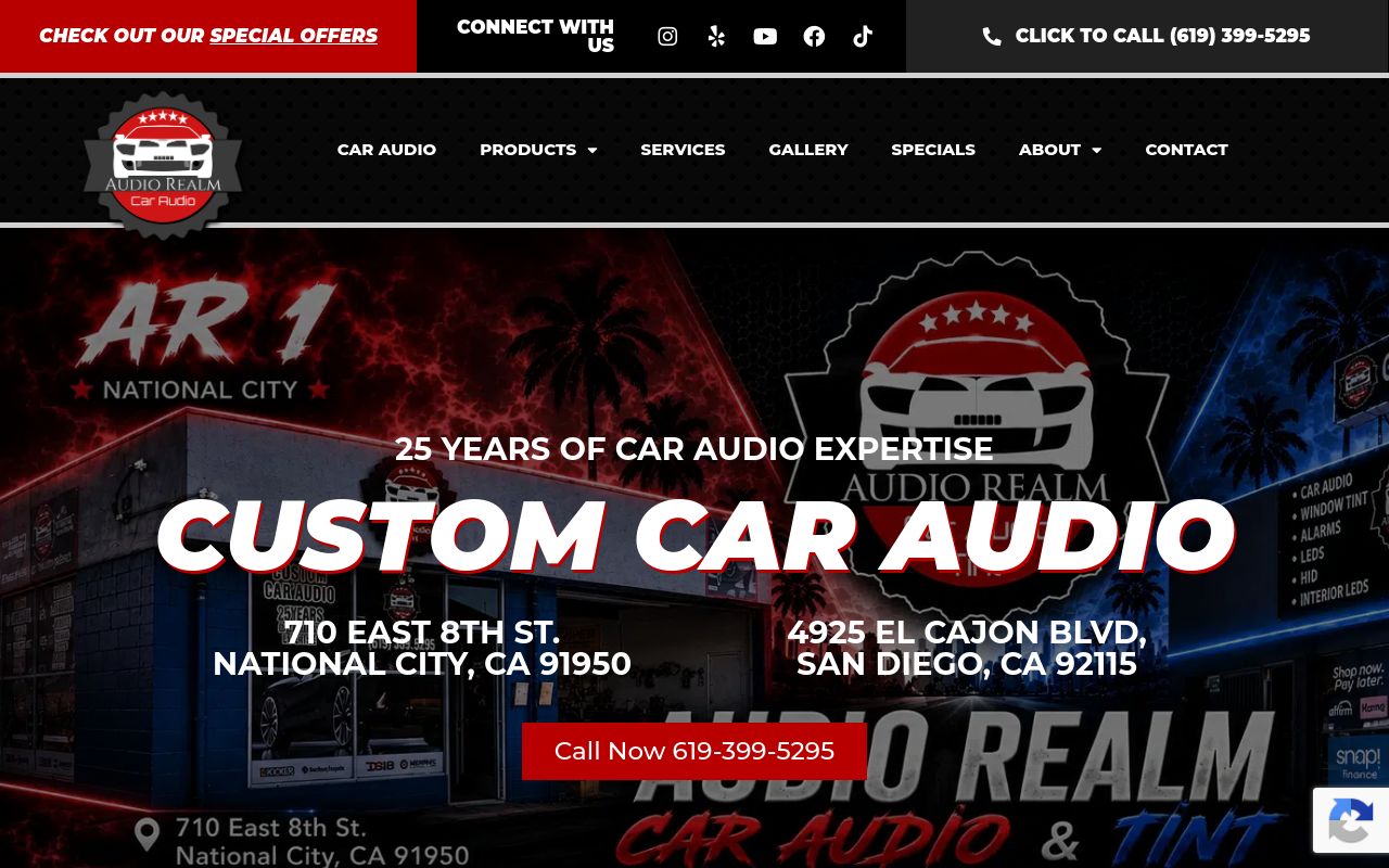 Homepage of Audio Realm's website
