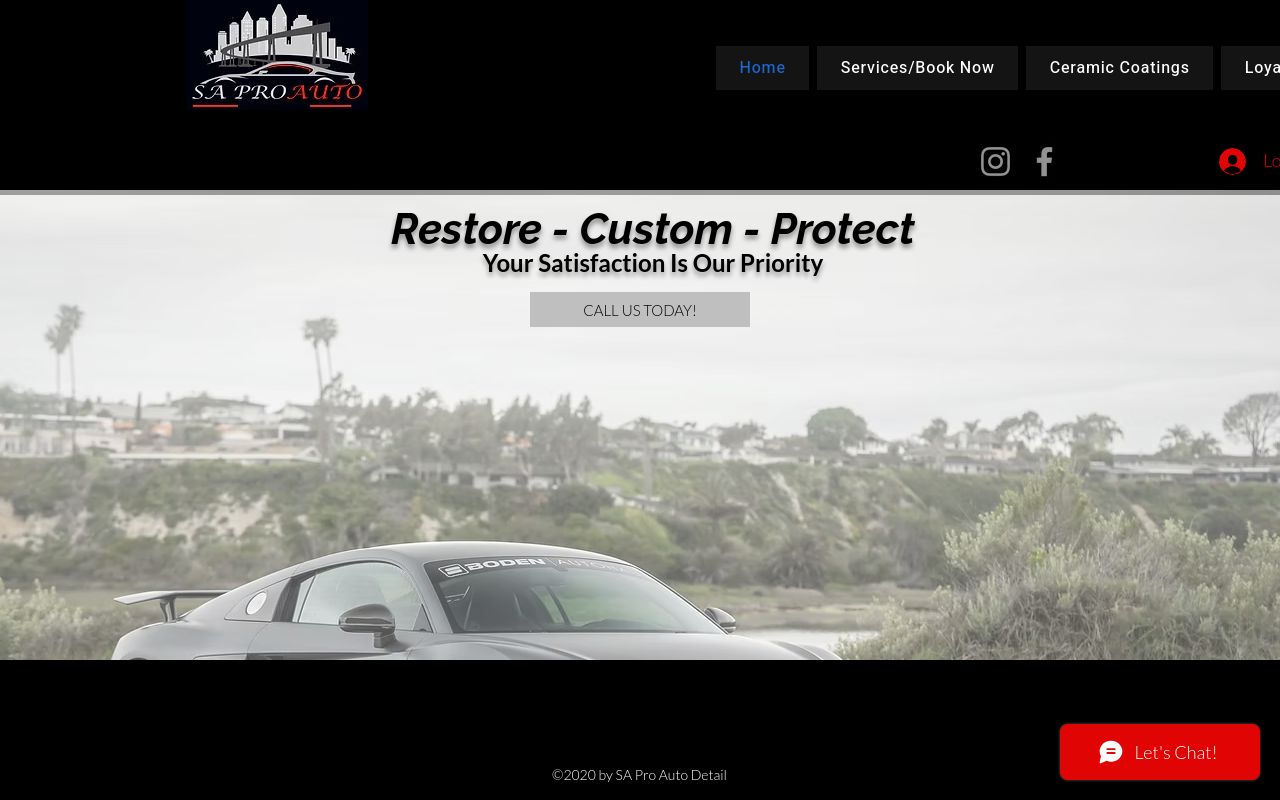 Homepage of SA Pro Auto's website