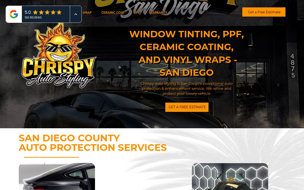 Homepage of Chrispy Auto Styling's website