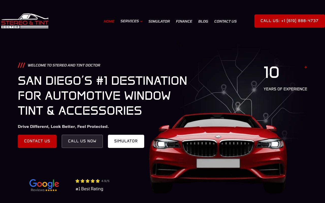 Homepage of Stereo And Tint Doctor's website