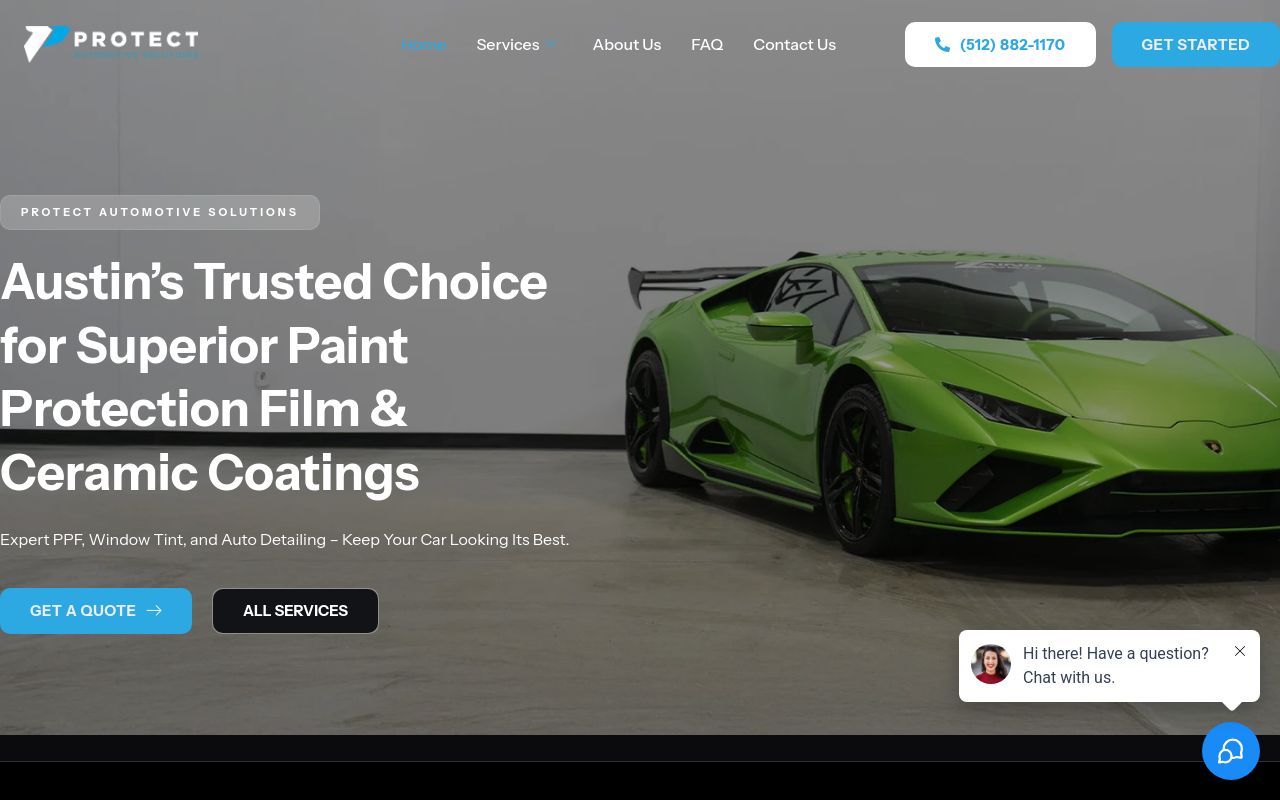 Homepage of Protect Automotive Solutions's website