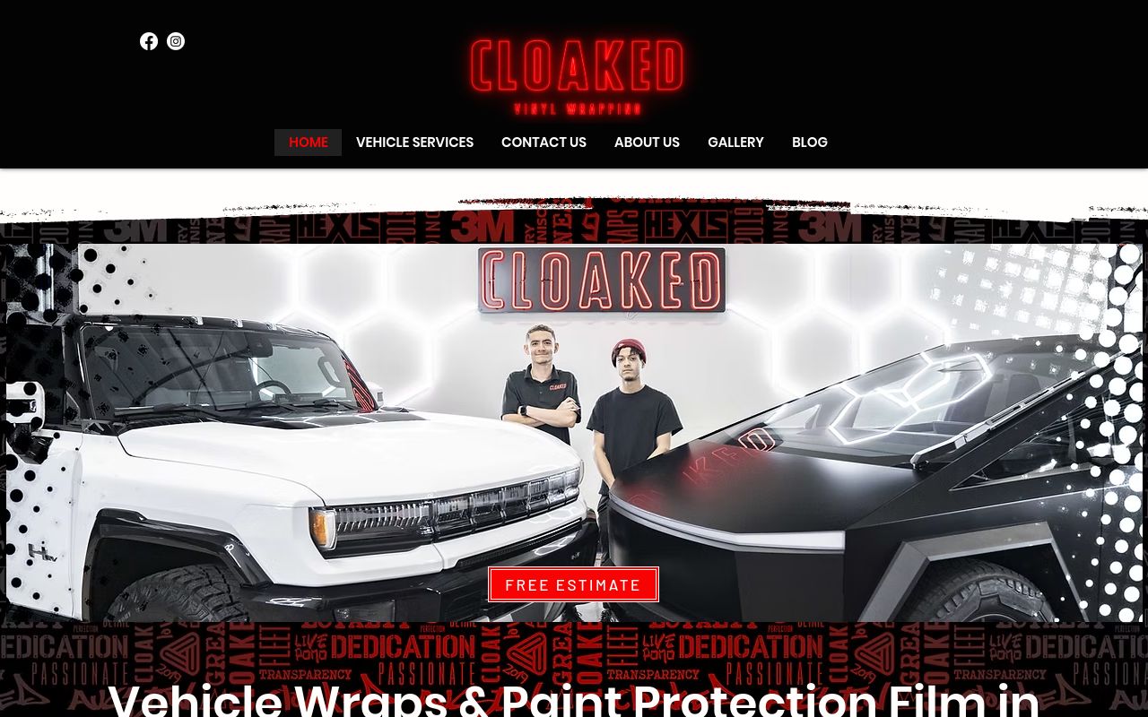 Homepage of Cloaked LLC's website