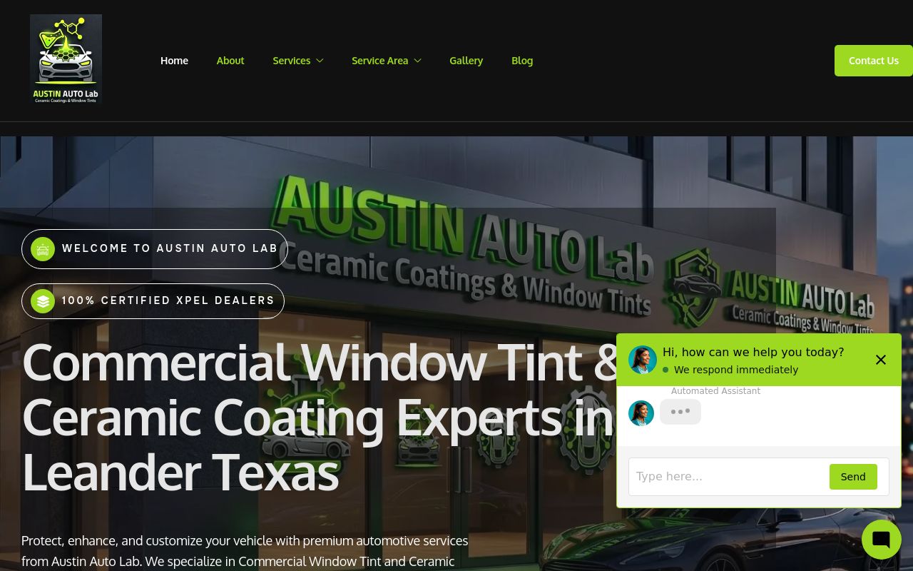 Homepage of Austin Auto Lab's website