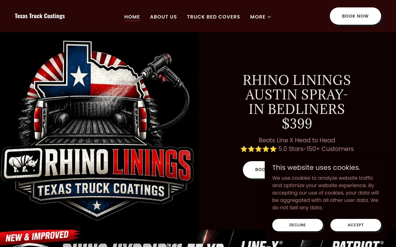 Homepage of Mr. Bedliner / Texas Truck Coatings's website
