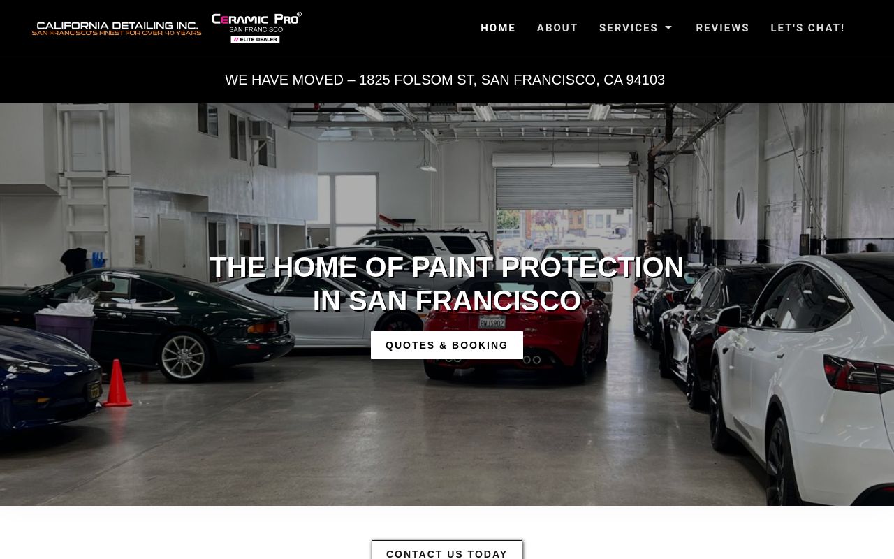 Homepage of California Detailing - Ceramic Pro San Francisco Elite Dealer - PPF, Window Tint, Ceramic Coating, Detailing's website