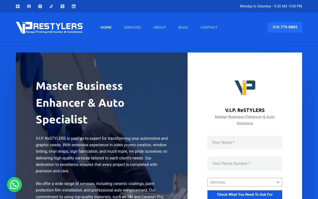 Homepage of V.I.P. ReSTYLERS's website