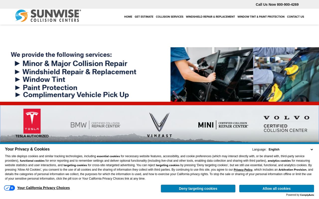 Homepage of Sunwise Berkeley BMW Collision Center's website