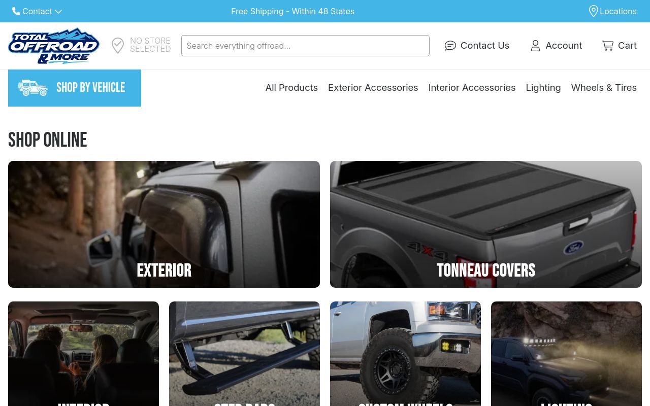 Homepage of Total Off-Road & More: Truck, SUV, & Jeep 4x4 Parts - Houston, TX 77090's website