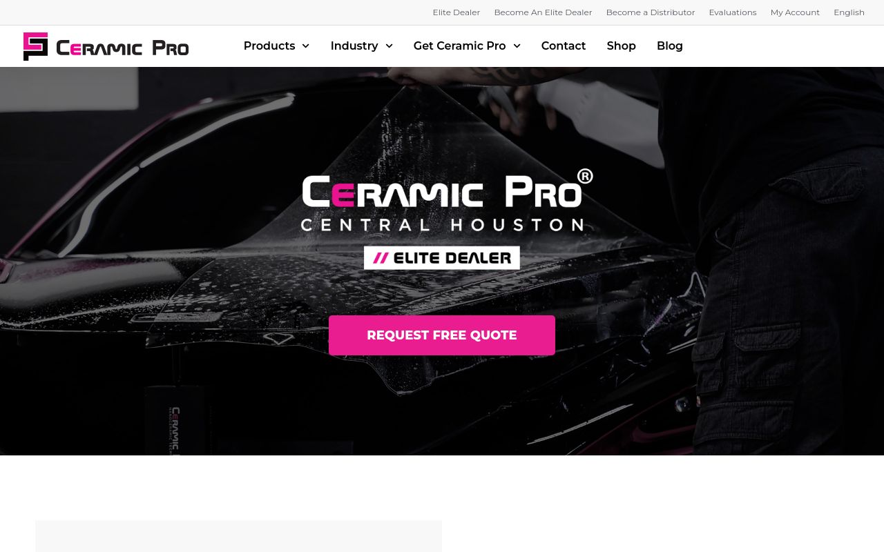 Homepage of Ceramic Pro Central Houston's website