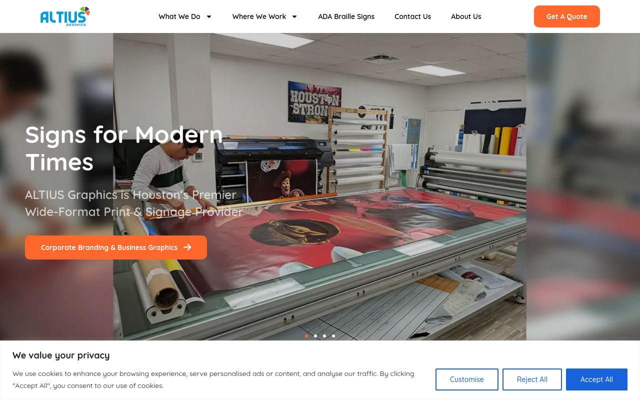 Homepage of ALTIUS Graphics's website