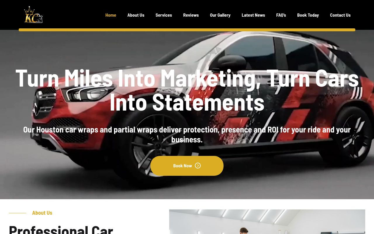 Homepage of Kingz Custom's website